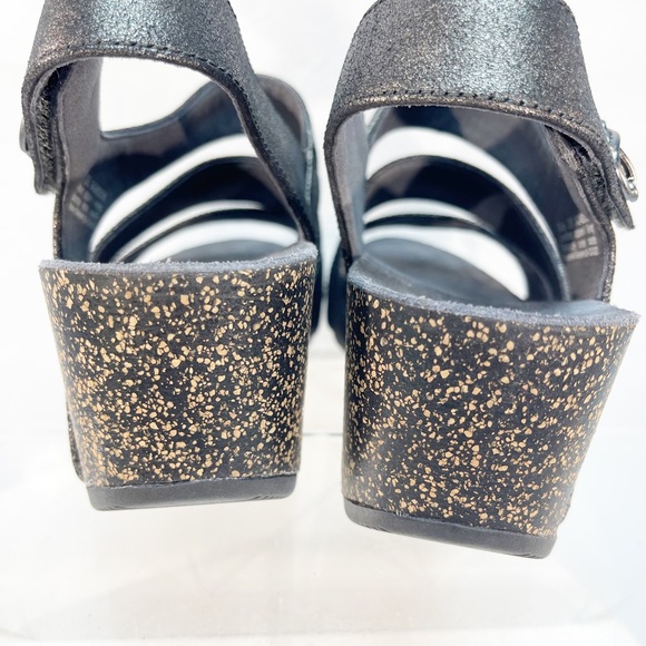 Dansko Stacey Wedge Sandals Graphite Metallic Suede Size 38 EUC - Picture 6 of 13